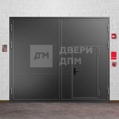 Огнестойкие ворота в ангаре с калитками ВПМ-12